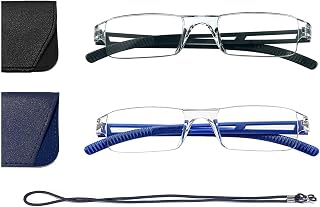 Hubeye 2 Pairs Ultralight Reading Glasses Transparent Frame Anti Blue Light with Leather Case for Men and Women 1.75