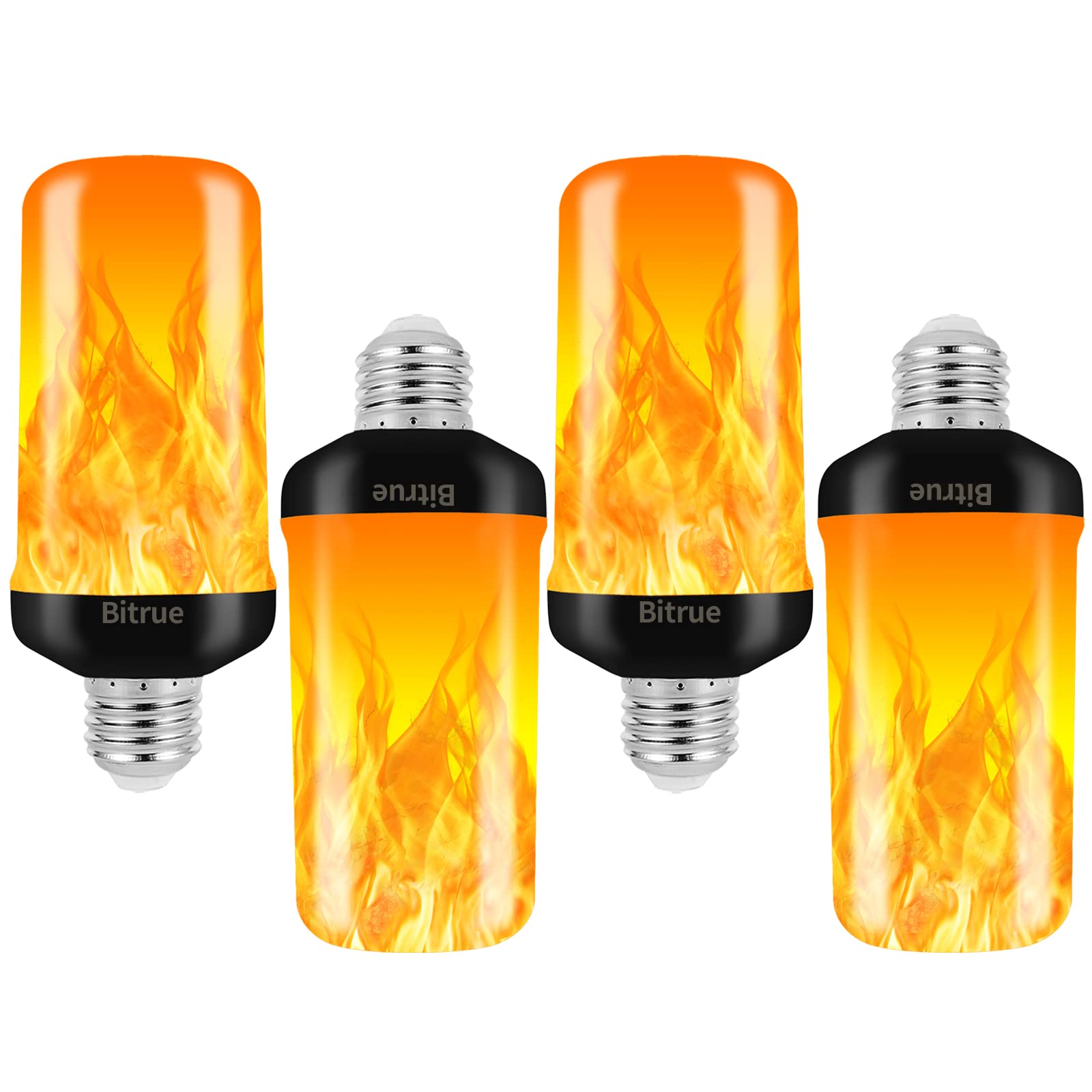 Bitrue LED Flame Effect Light Bulb, 4 Modes Flame Light Bulbs, E26 Base Fire Lig
