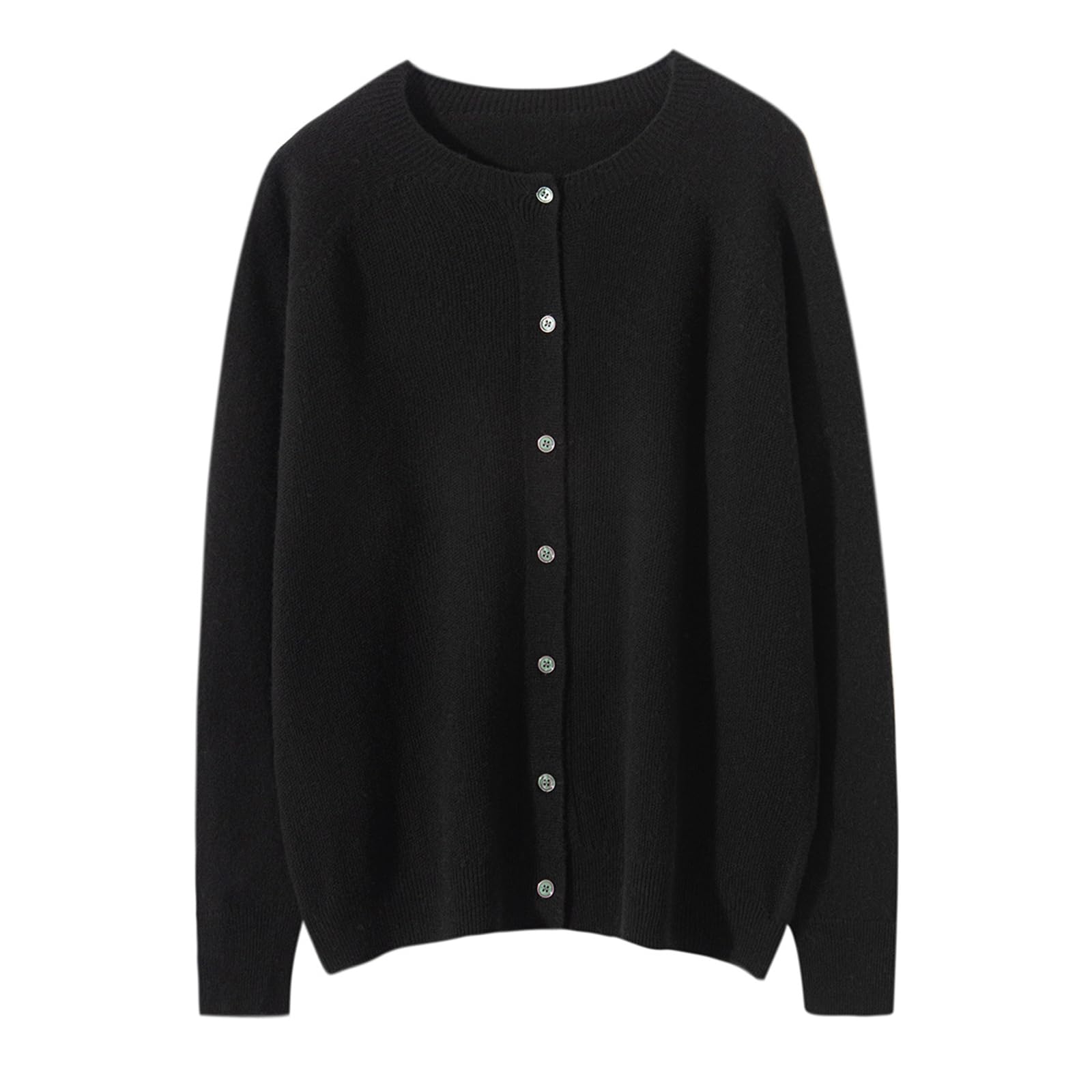 Women's 100% Merino Wool Crew Neck Cardigan Lightweight Sweaters