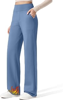 G4Free EverGoing Fleece Lined Wide Leg Pants for Women Dressy Work Casual