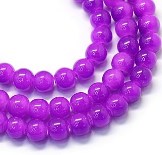 145pcs Glass Beads 6.5mm Imitation Jade Glass Beads Pure Color Round Polished Design DIY Jewelry Making Necklace Bracelet Earrings Key Holder DIY Handmade Craft Decoration Ornament Home Decoration