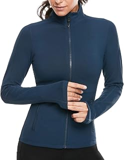VUTRU Women's Sports Jacket Long Sleeve Fitness Yoga Jacket Breathable Jacket with Pockets Zipper Thumb Holes