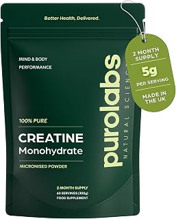 Purolabs Creatine Monohydrate Powder 300g | Unflavoured 100% Pure Micronised Creatine | Supports Muscle Growth, Recovery & Strength Performance | 60 Servings