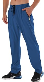 Men's Elastic Waist Hiking Pants Water Resistant Quick-Dry Lightweight Outdoor Sweatpants with Zipper Pockets