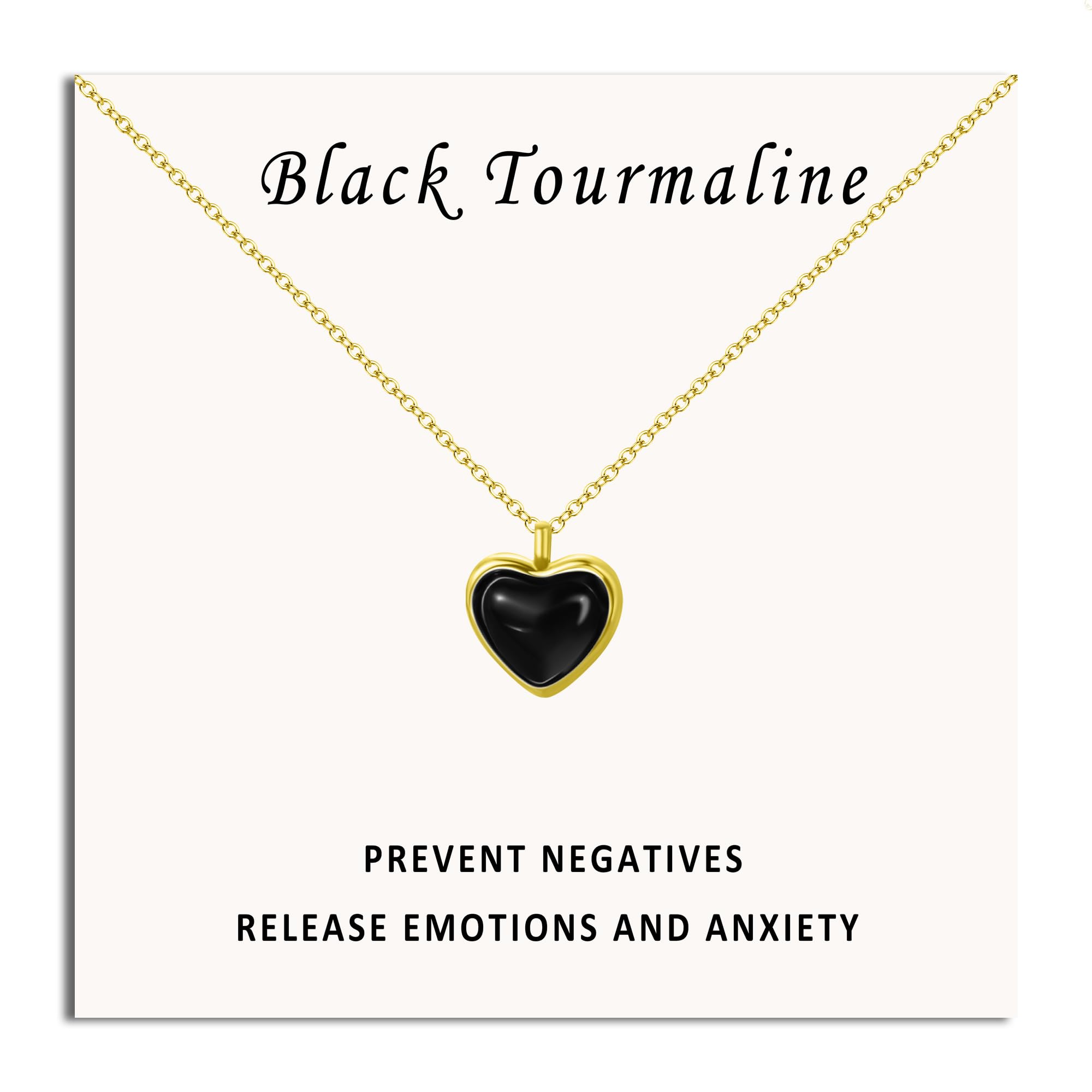 SmileBelle Heart Necklace for Women Black Tourmaline Red Carnelian Necklace | Bl