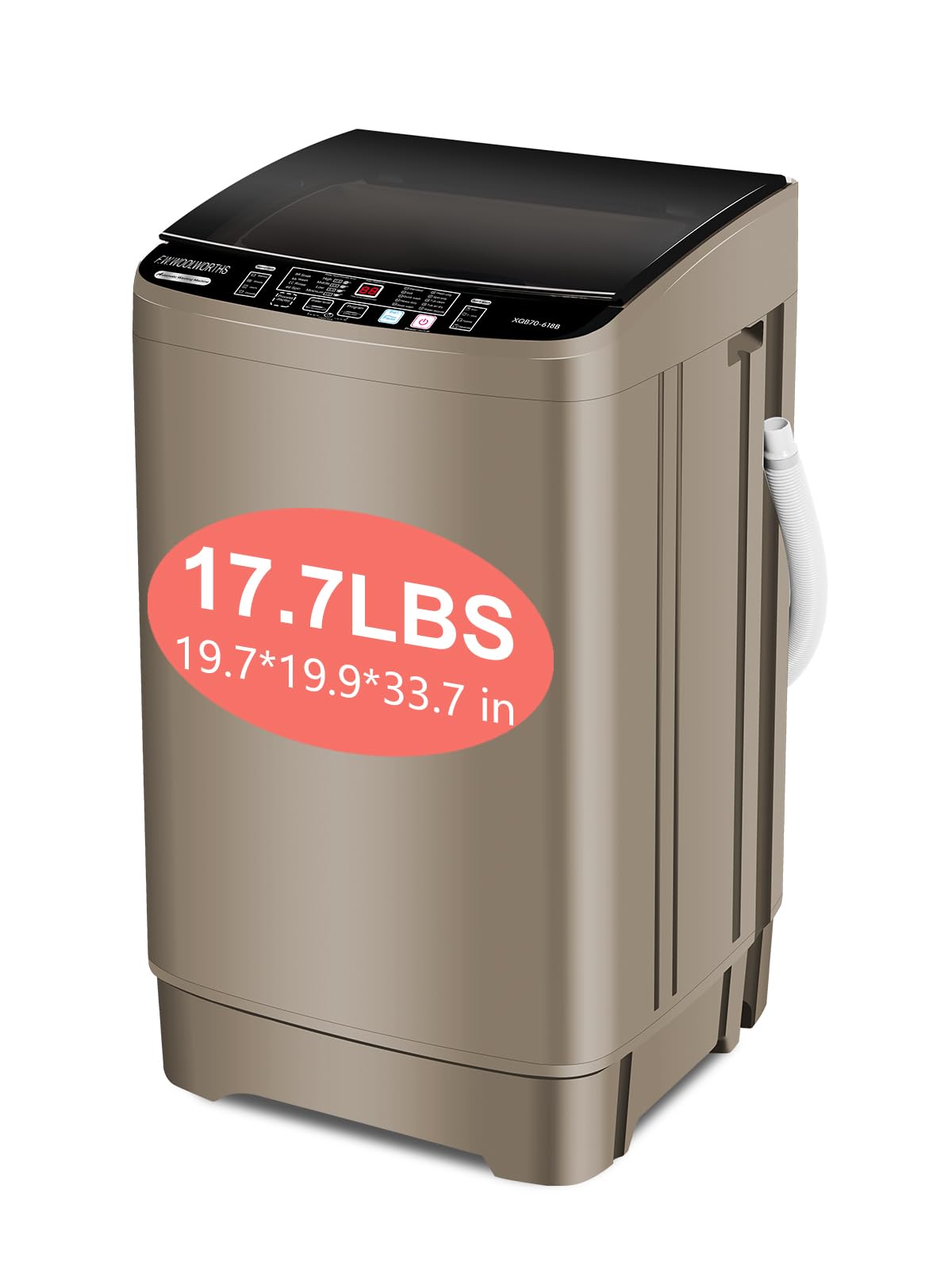 F.W.WOOLWORTHS 17.7 lbs Washing Machine with Drain Pump, Full Automatic Washer w