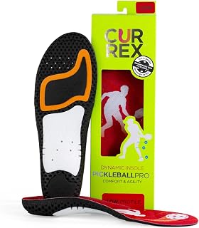 CURREX PICKLEBALLPRO Pickleball Shoe Insoles, Arch Support Inserts with Super Grip Surface and Premium Heel Cushioning, Help Improve Foot Stability,
