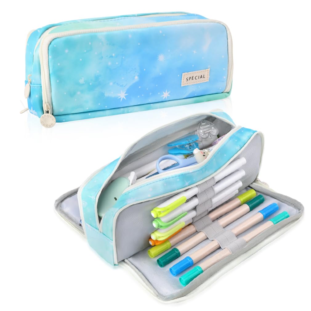 iSuperb Large Pencil Case 3 Compartments Pencil Pouch Big Capacity Pencil Bag Ox