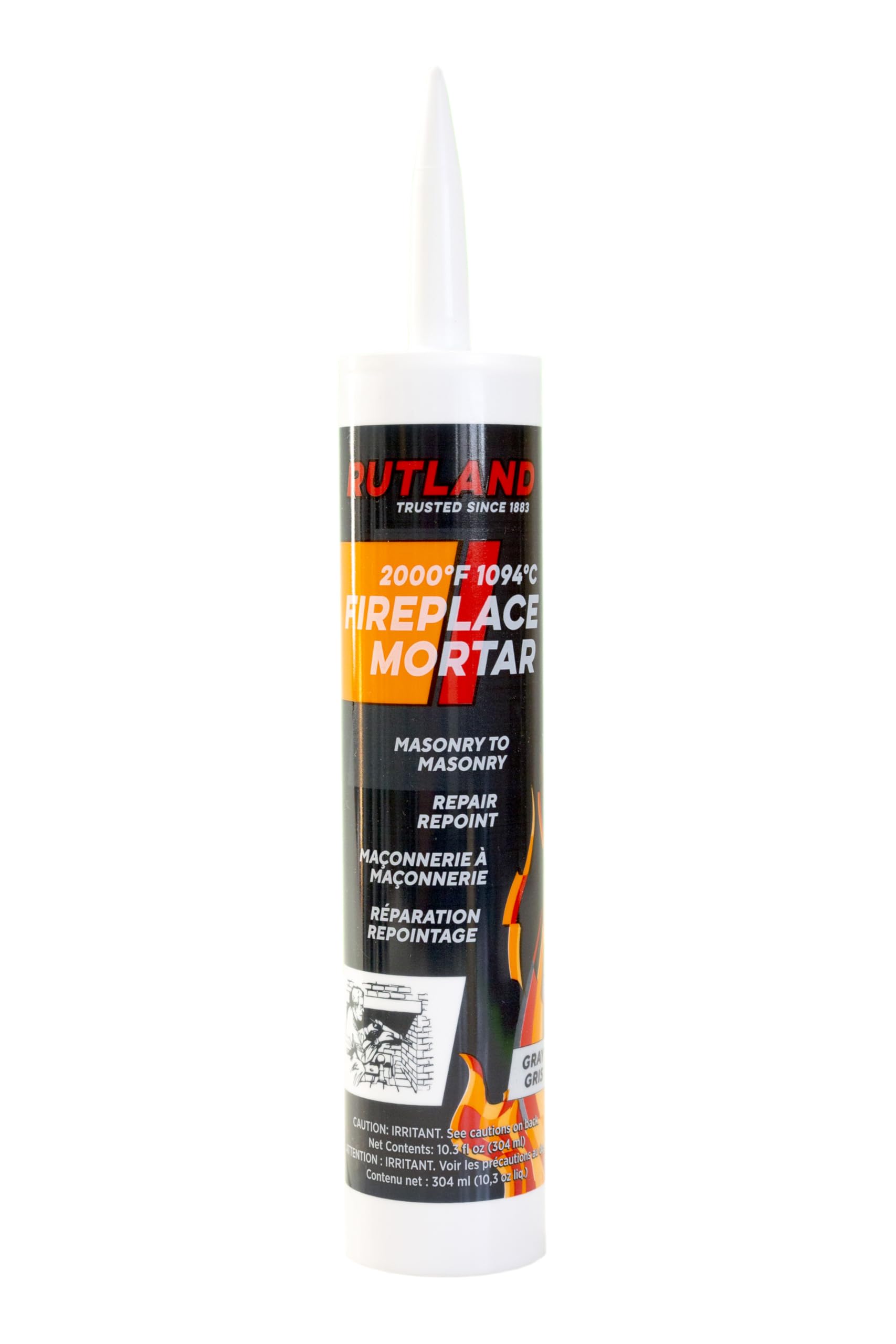 Rutland Fireplace Mortar for Fire Brick & Crack Repair - Gray Refractory Cement 