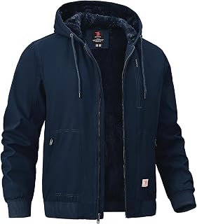 TBMPOY Men's Winter Jackets Hooded Work Cotton Fleece Lined Duck Coats Flannel Active Workwear Coat