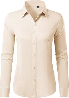 Button Down Shirts for Women Wrinkle Free Dress Shirt Classic Fit Long Sleeve Casual Business Blouse Work
