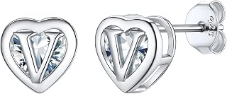 Supcare Valentines Day Gifts for Women, 925 Sterling Silver Letter Earrings, Hypoallergenic Heart-Shaped Letter Earrings - With Gift Packaging
