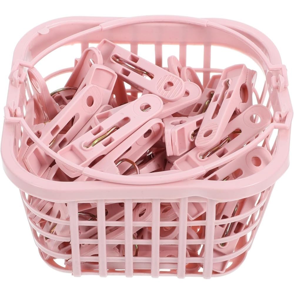 30pcs Spring Clamp Multi-purpose Clothes Clips with Storage Basket Windproof Qui