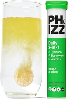 Phizz Electrolytes, Multivitamin & Hydration Tablets - 20 Effervescent Rehydration Tablets - 18 Vitamins & Minerals, Vitamin C, Vegan, Vegetarian & Low Calorie (Mango)