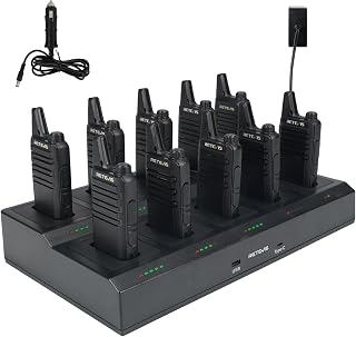 Retevis RT22 2 Way Radios Long Range with 10 Way Gang Charger (10 Pack) | for Warehouse, Factory, Mini, Portable, VOX, 1000mAh, Emergency Alarm, Charging Progress Bar