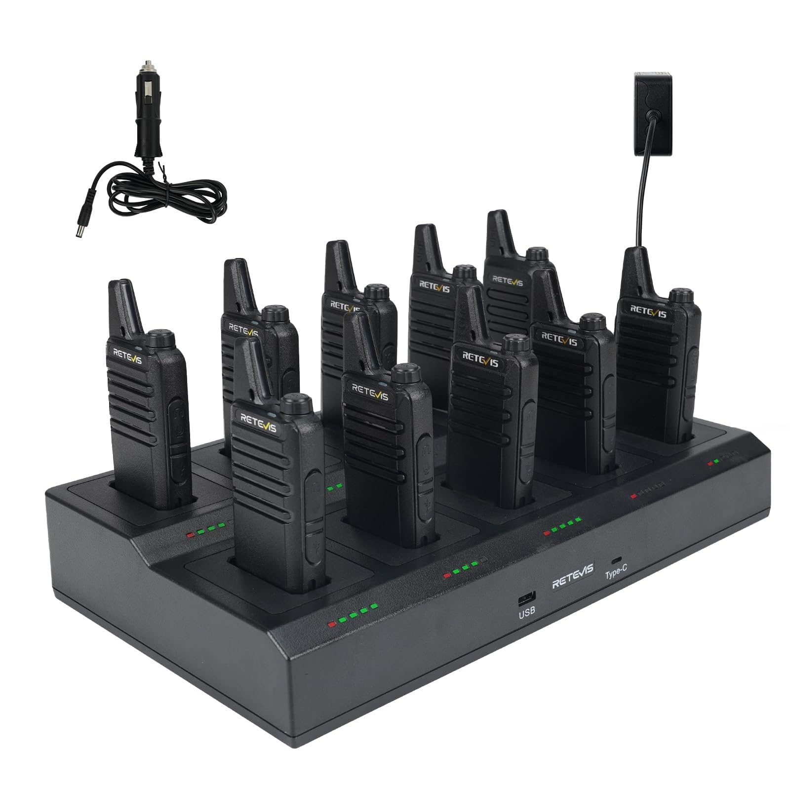 Retevis RT22 2 Way Radios Long Range with 10 Way Gang Charger (10 Pack) | for Wa