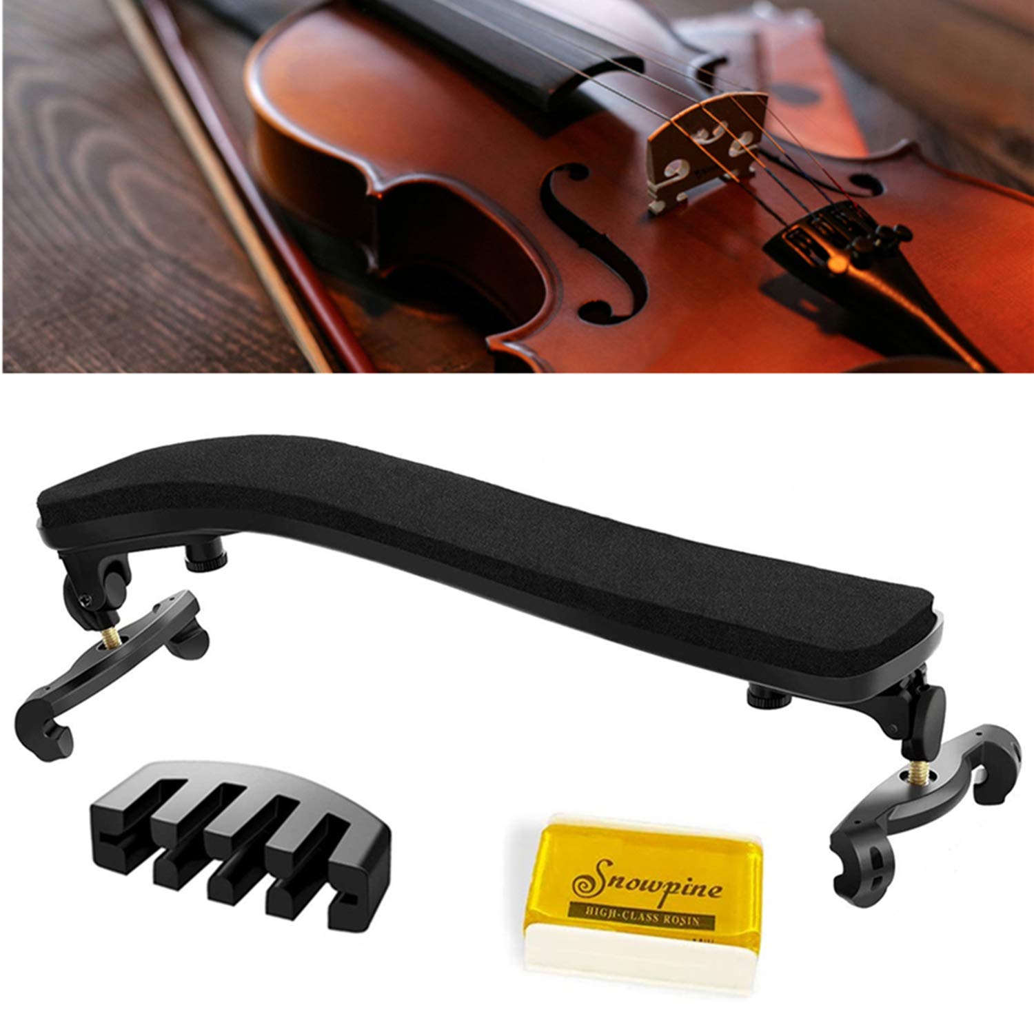 SUEWIO Violin Shoulder Rest for 4/4-3/4 Size, with Collapsible and Height Adjust