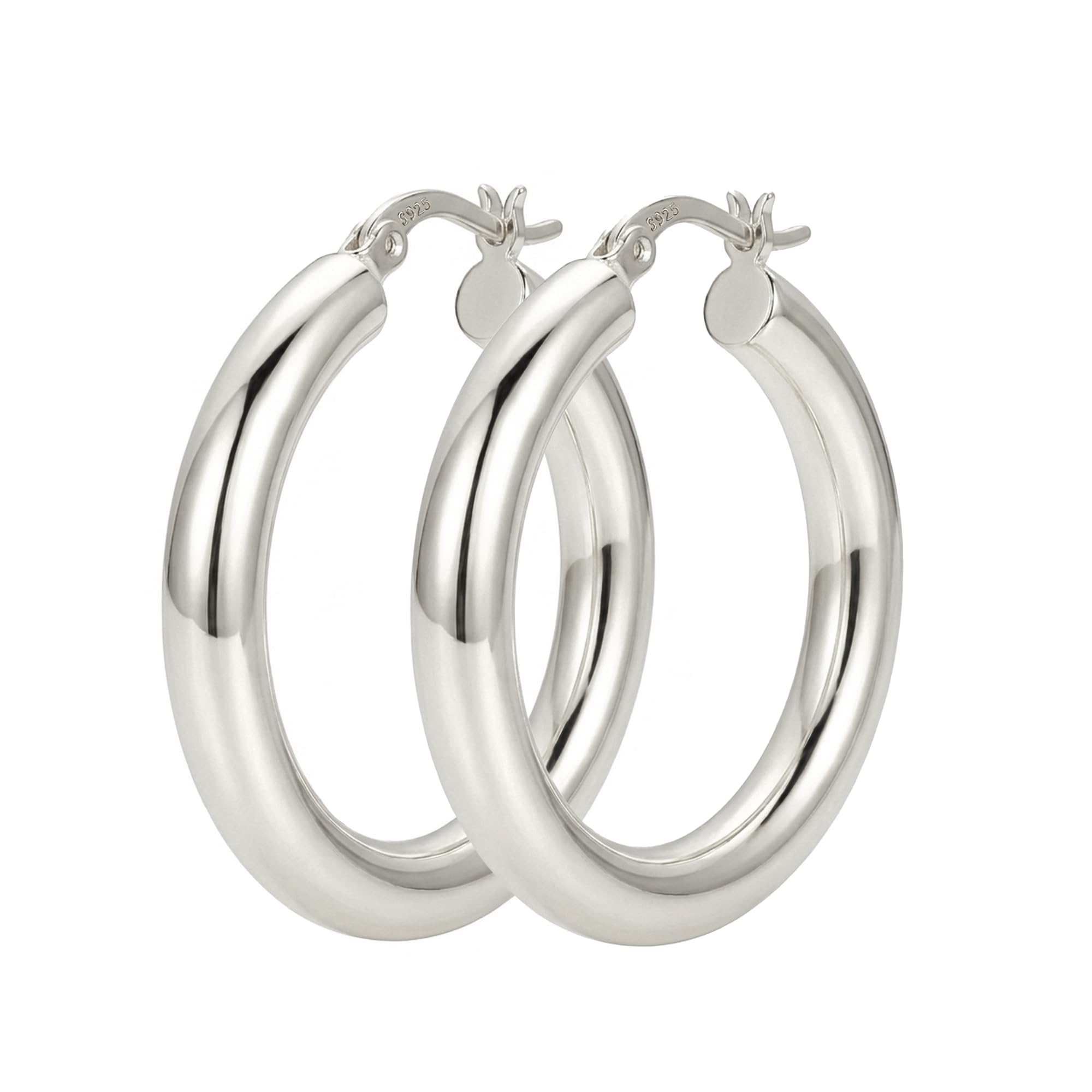 4MM Wide Chunky Gold Earrings for Women with Steling Silver Post