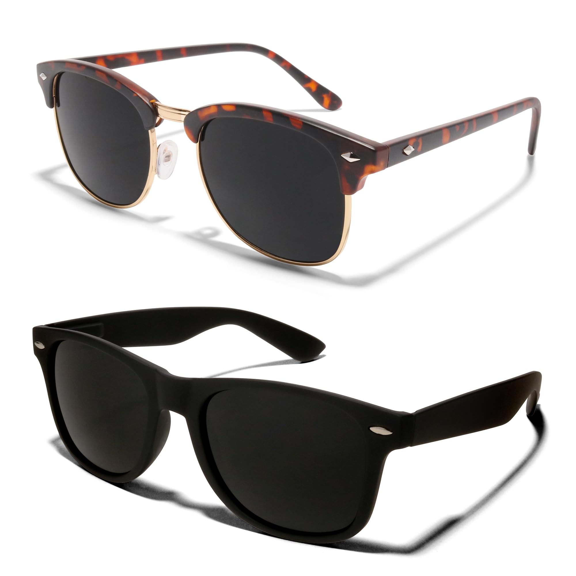 ShadyVEU Super Dark Black Sunglasses UV Protection Lens Spring Hinge 80s Vintage