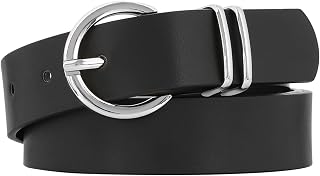 JasGood Cintura da donna alla moda, cintura in pelle da donna, cintura regolabile con fibbia dorata, per jeans, pantaloni abiti