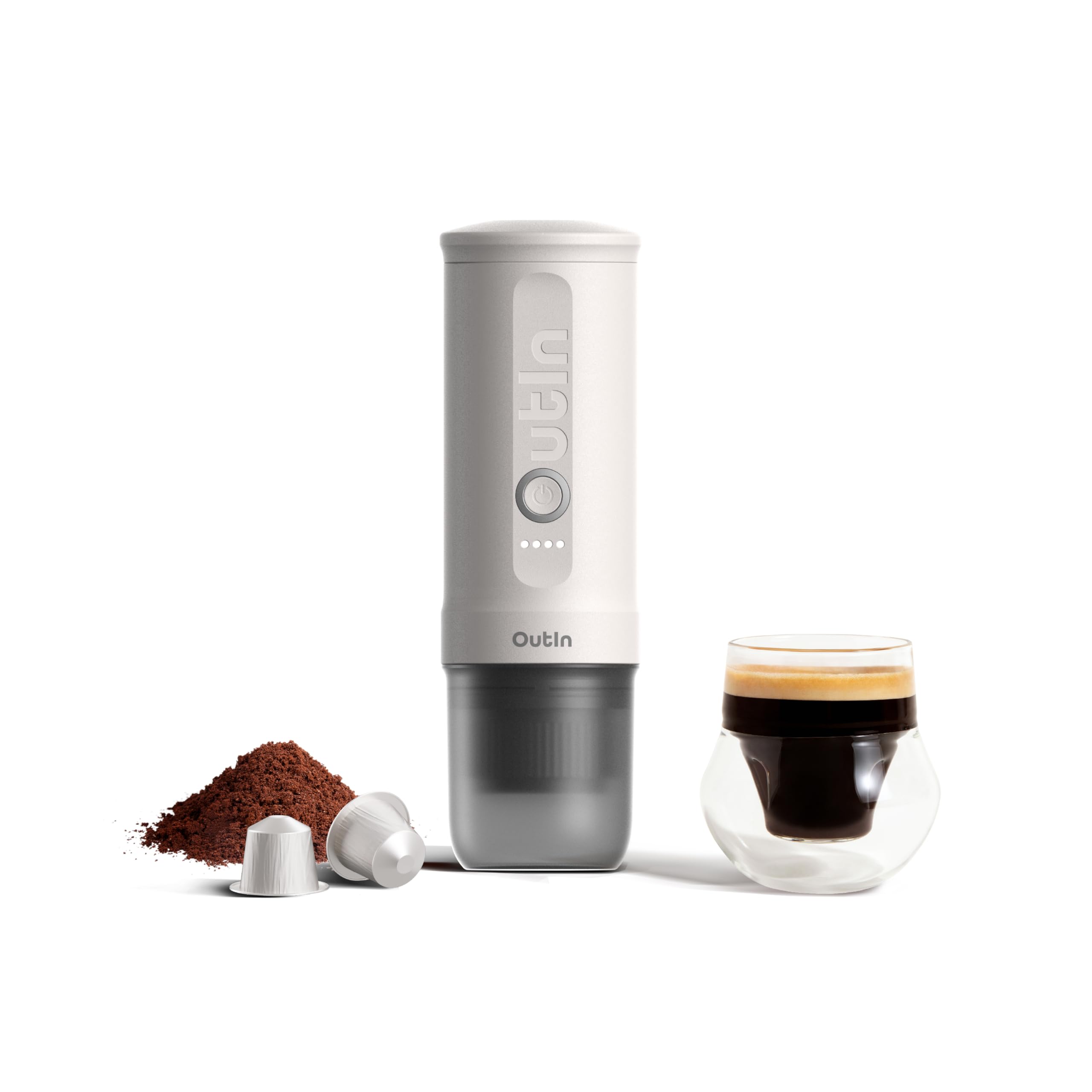 OutIn Nano Tragbare Elektrische Espressomaschine mit USB-C, Pearl White