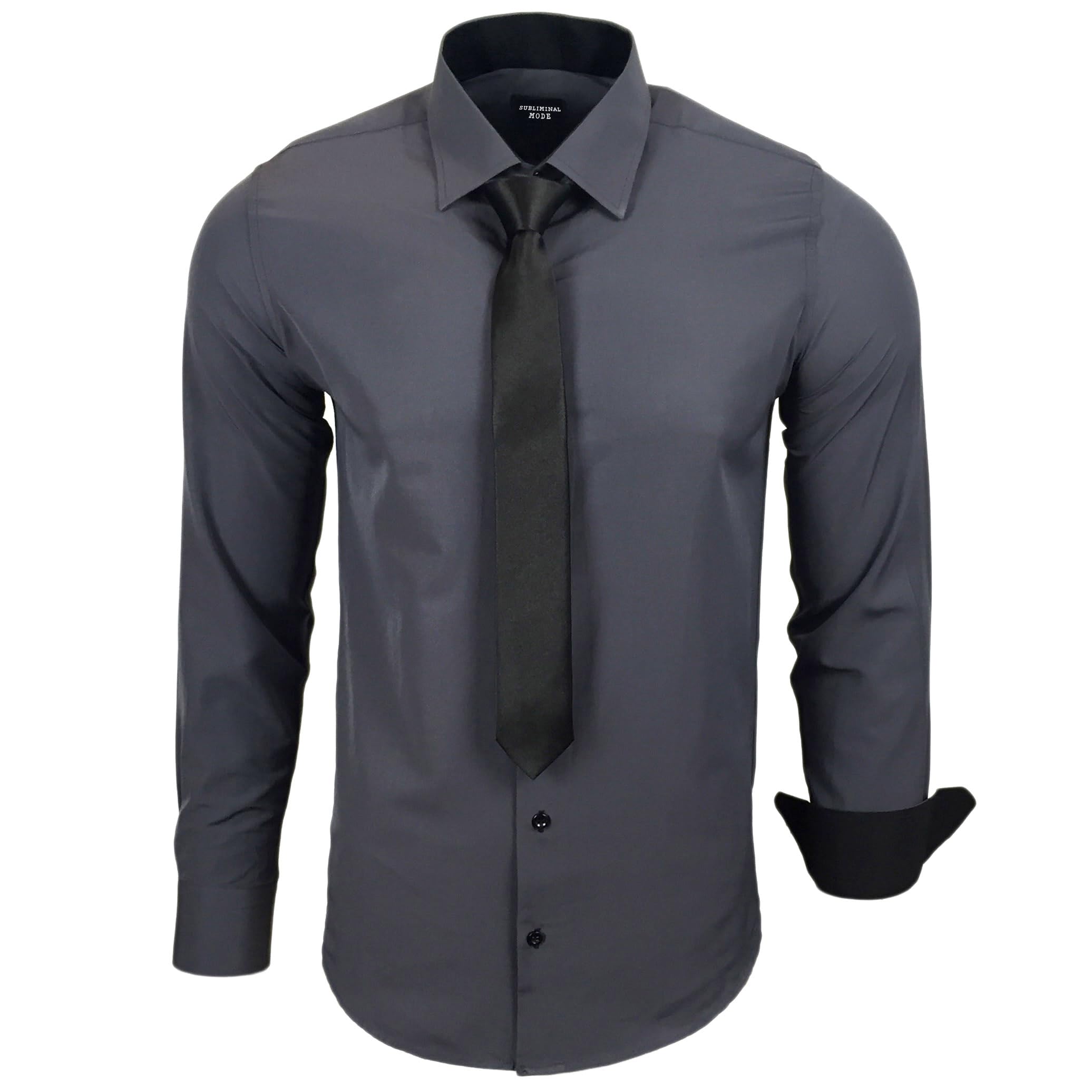 Subliminal Men's Easy Iron Shirt Plain Long Sleeve Slim Fit Christmas Valentine'