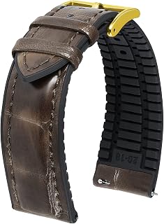 BINLUN Alligator Pattern Leather Watch Strap and Silicone Hybrid Replacement Quick Release Watch Bands for Men Women 14mm 16mm 18mm 19mm 20mm 21mm 22mm 5 Colors