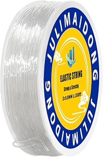 JULIMAIDONG 0.8mm Elastic Bracelet String Cord, Crystal Stretch Bead Cord for Bracelets Jewelry Making, Clear Stretchy Elastic String for Beading, Transparent Thread (0.8MM/200ft)