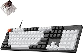 Keychron C2 Wired Full-Size Keyboard, Brown Switch, White Backlit | 104-key wired mechanical keyboard with number pad, Keychron Brown Switch, white backlight and 1000 Hz polling.