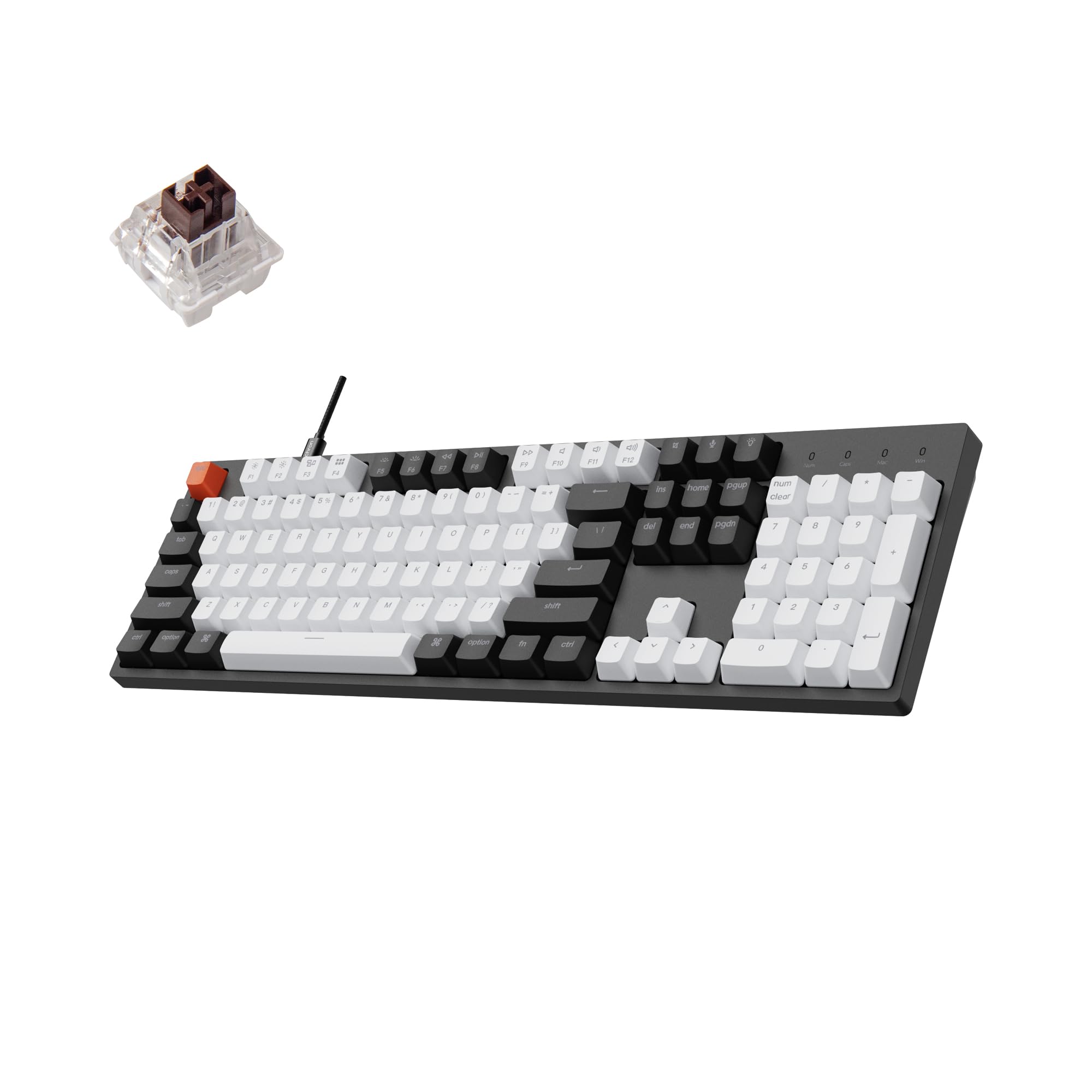 Keychron C2 Wired Full-Size Keyboard, Brown Switch, White Backlit | 104-key wire