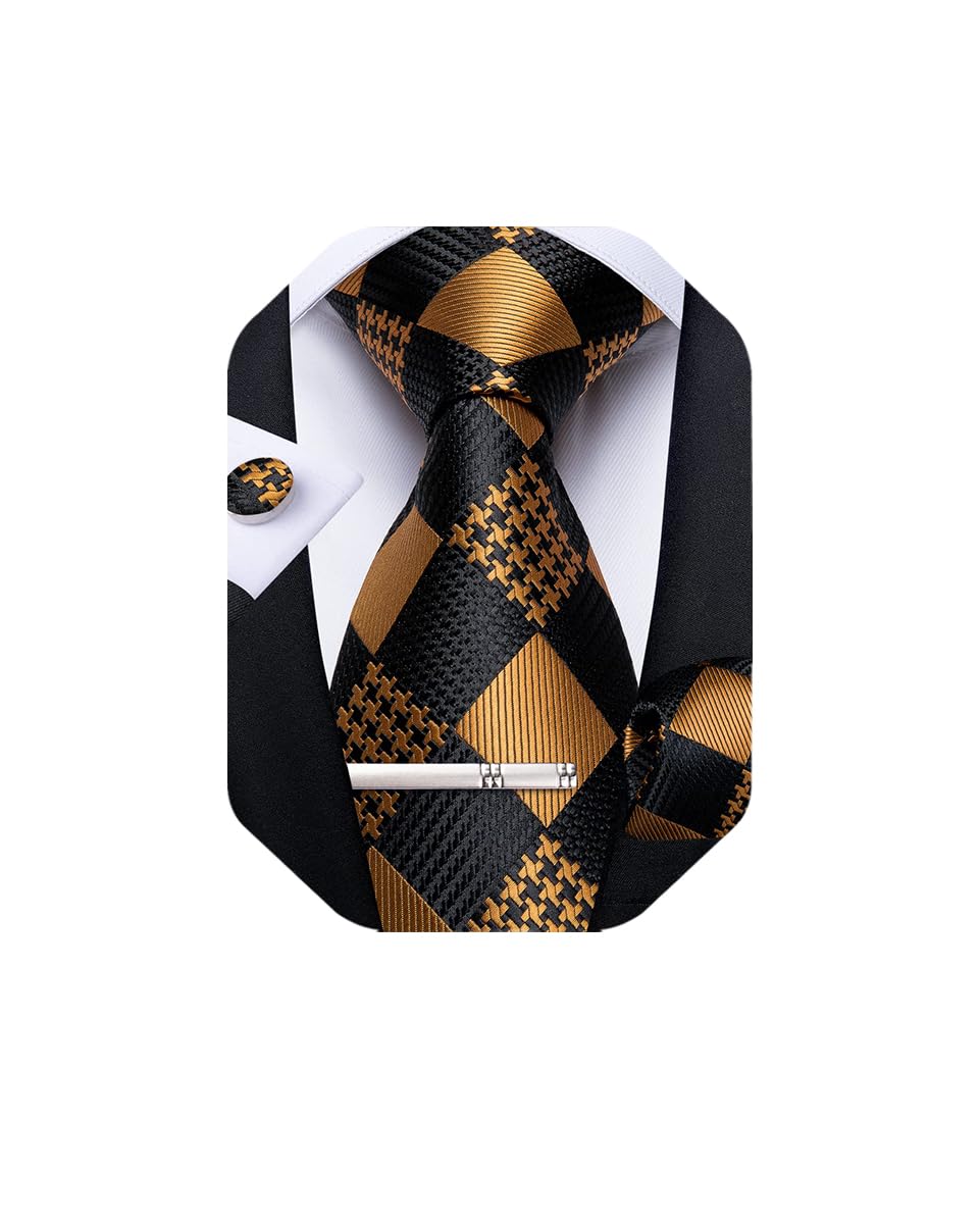 DiBanGu Necktie, Striped Necktie, Handkerchief, Cufflinks, Tie Pin Set, Wedding,