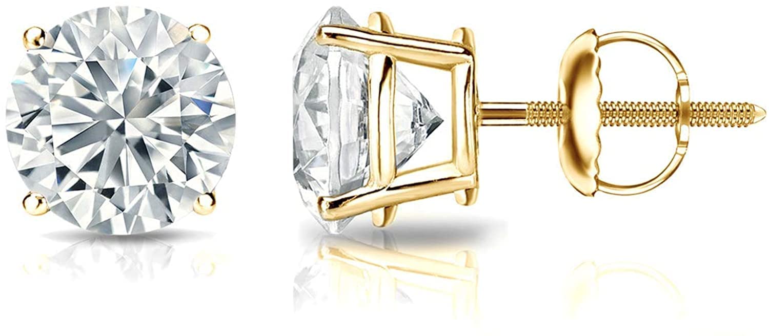 1/4 to 2 Carat Lab Grown Diamond Round Stud Earrings in 14k Gold (E-F, SI1-SI2, 