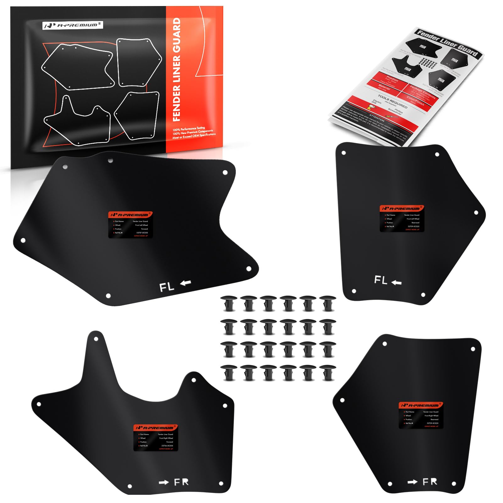 A-Premium Splash Guards Fender Liner Shields Compatible with Toyota Tundra Sequo