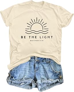 Sulayesh Christian Be The Light Shirts for Women Bible Verse Shirts Jesus Religious Faith Tshirts Inspirational Tees Tops