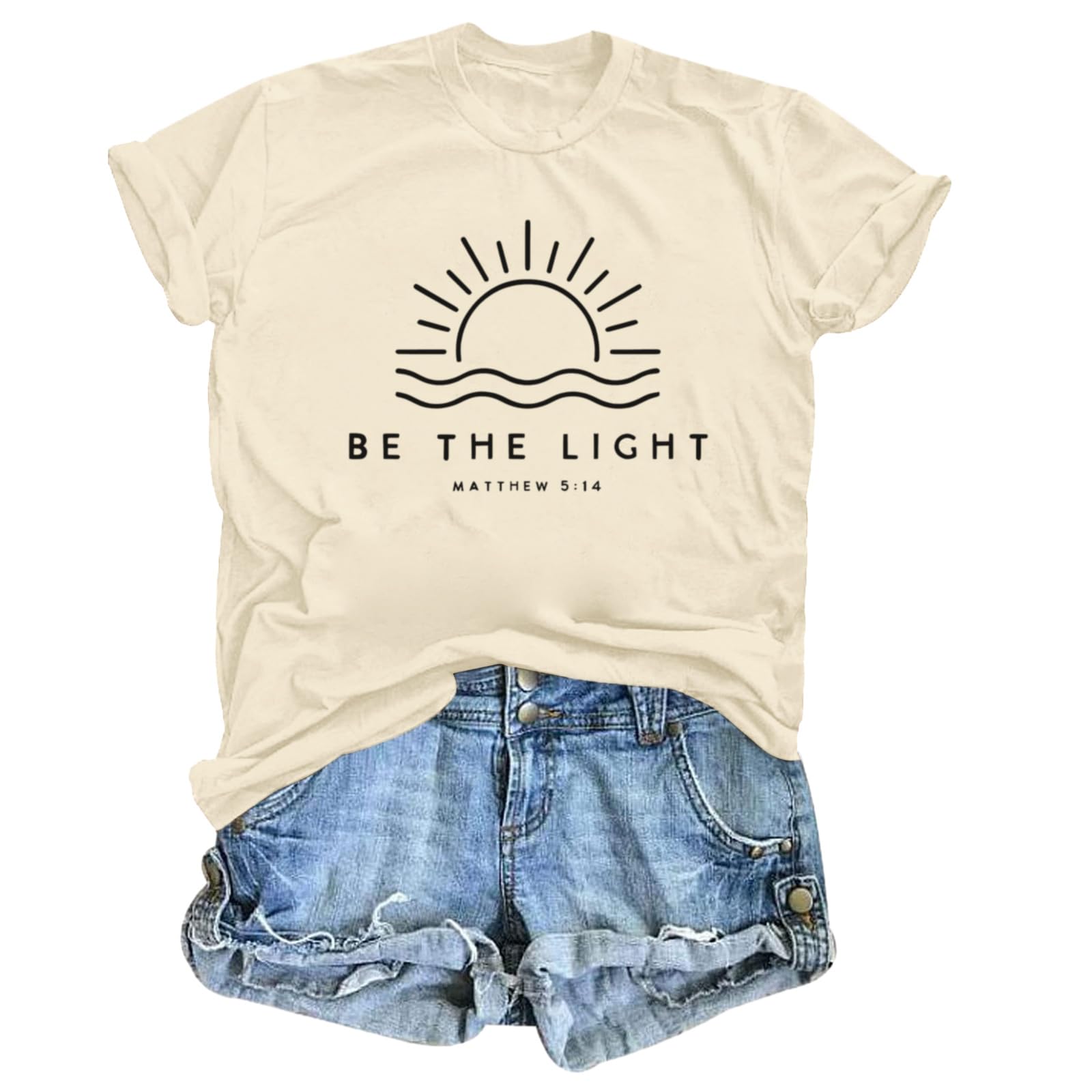 Sulayesh Christian Be The Light Shirts for Women Bible Verse Shirts Jesus Religi