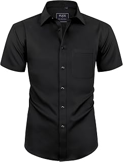 J.Ver Men's Short-Sleeved Casual Shirt with Pocket, Regular Fit Business Shirt, Easy to Iron, Modern Men’s Tops