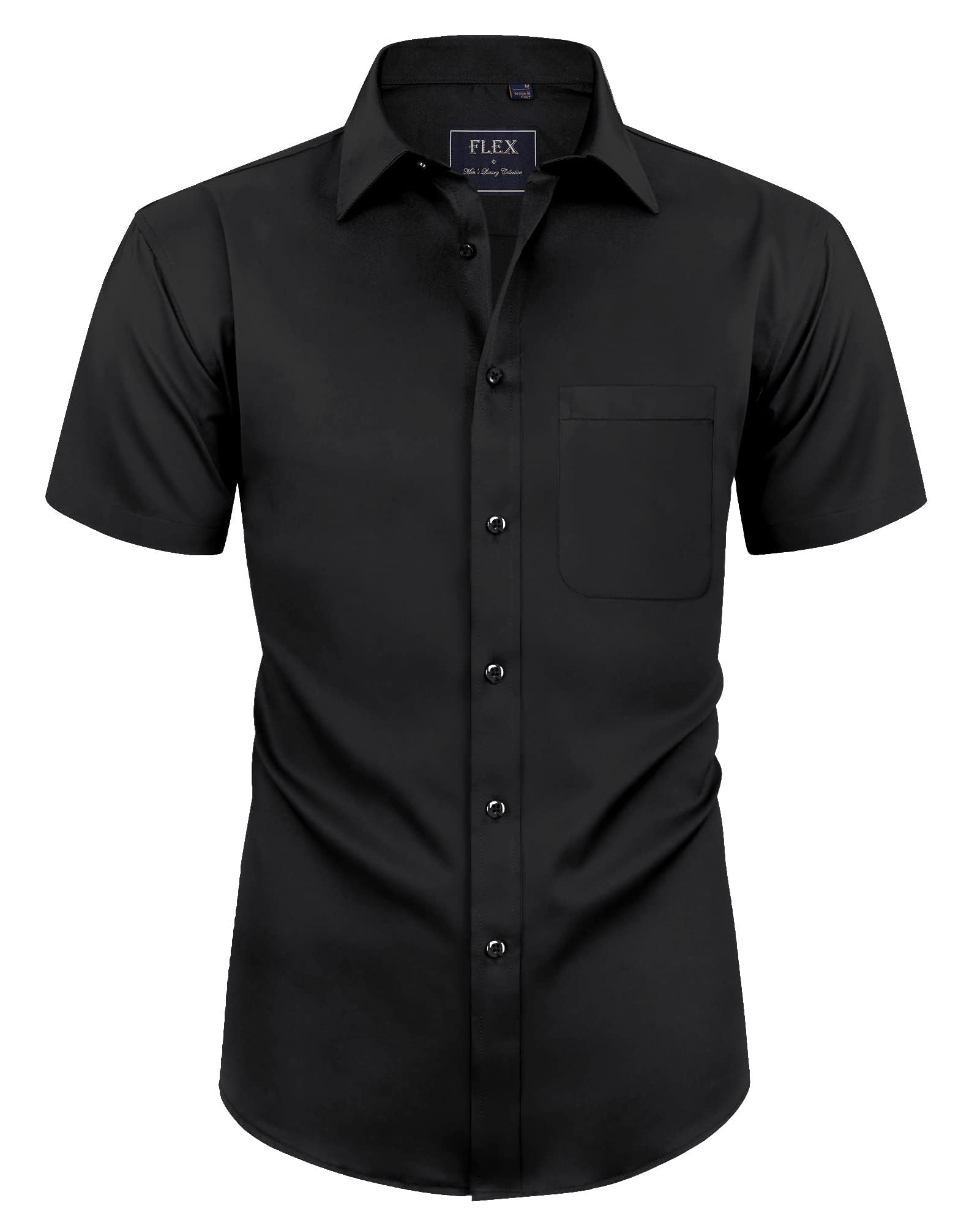 J.Ver Men's Short-Sleeved Casual Shirt with Pocket, Regular Fit Business Shirt, 