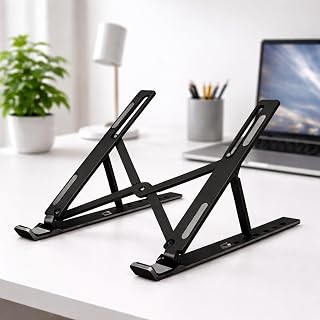 Portable Folding Laptop Stand for Travel, ABS + Silicone, Height Adjustable Computer Stand and Accessories, Ergonomic Computer Stand and Accessories, Suitable for Laptop 10 to