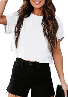 Tankaneo T-Shirt Court Oversize de Sport pour Femme à col Rond