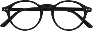 OPULIZE REY Reading Glasses for Women Men, Retro Round Frame with Spring Hinges, Matte Black +2.00 (Pack of 1)