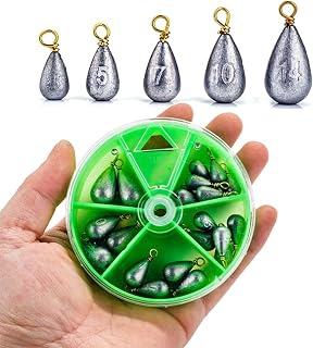 Pack of 22 Assorted Sizes Teardrop Fishing Sinkers