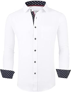 Alex Vando Men's Casual Button Down Long Sleeve Straight Fit Shirt