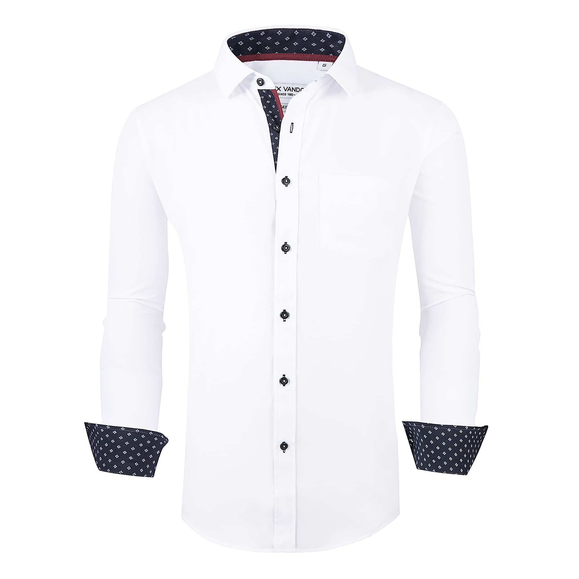 Alex Vando Men's Casual Button Down Long Sleeve Straight Fit Shirt