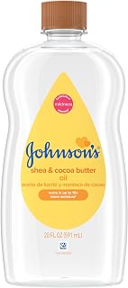 Johnson's, Baby Oil Shea & Cocoa Butter, 20 fl oz | Prevents Moisture Loss, Helps Relieve Dry Skin, Hypoallergenic, For Babies, Kids & Adults