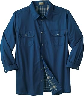 Boulder Creek by Kingsize Men's Big & Tall Flannel-Lined Twill Shirt Jacket - 3XL, Navy