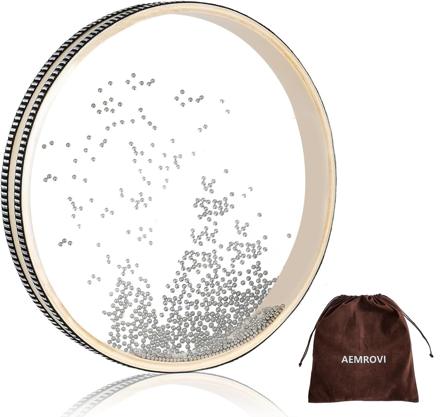 10 Inch Ocean Drum Sea Drum, With Hardwood Shell and Steel Beads- Sound Healing 