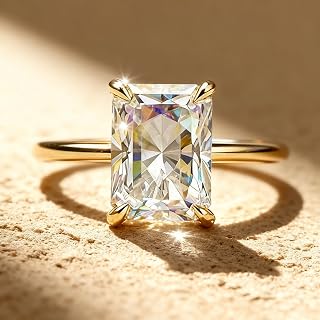 1 x Solitaire Ring Sterling Silver Minimalist Elegant High Shine 1CT-5CT Baguette for Women Engagement Women Best Gift Promise Rings Jewelry Gifts Gold