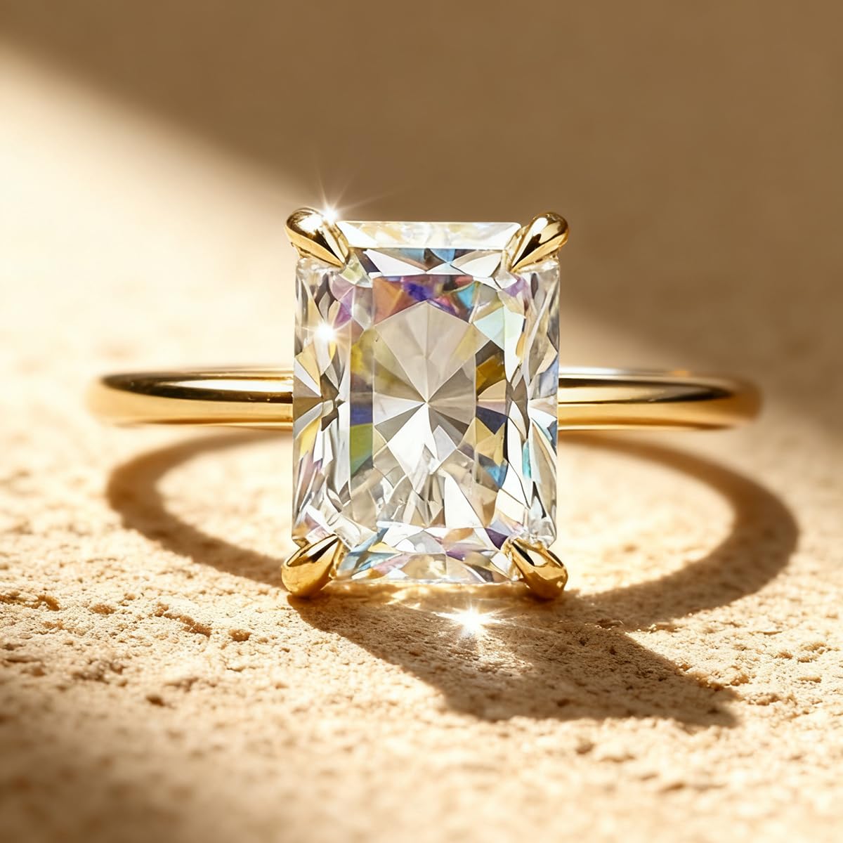 1 x Solitaire Ring Sterling Silver Minimalist Elegant High Shine 1CT-5CT Baguett