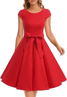 Dressystar Vintage Solid Color Polka Dot 1950s Cap Sleeves Prom Dresses