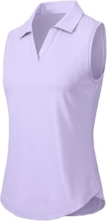 Gopune Women's Sleeveless Golf Polo Shirts Quick Dry Tennis Shirts Lightweight UPF 50+ Collared V-Neck Tank Tops